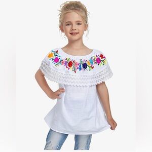 NEW Mexican Girls Embroidered Off The Shoulder Ruffle Peasant Blouse Shirts 9